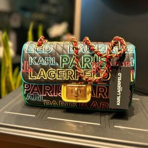 Karl Lagerfeld  Shoulder Bag Purse Multi-Color Neon Chain Strap